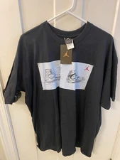 Vintage Air Jordan Jumpman New Black Shoe Drawing Sketch T Shirt Adult XL