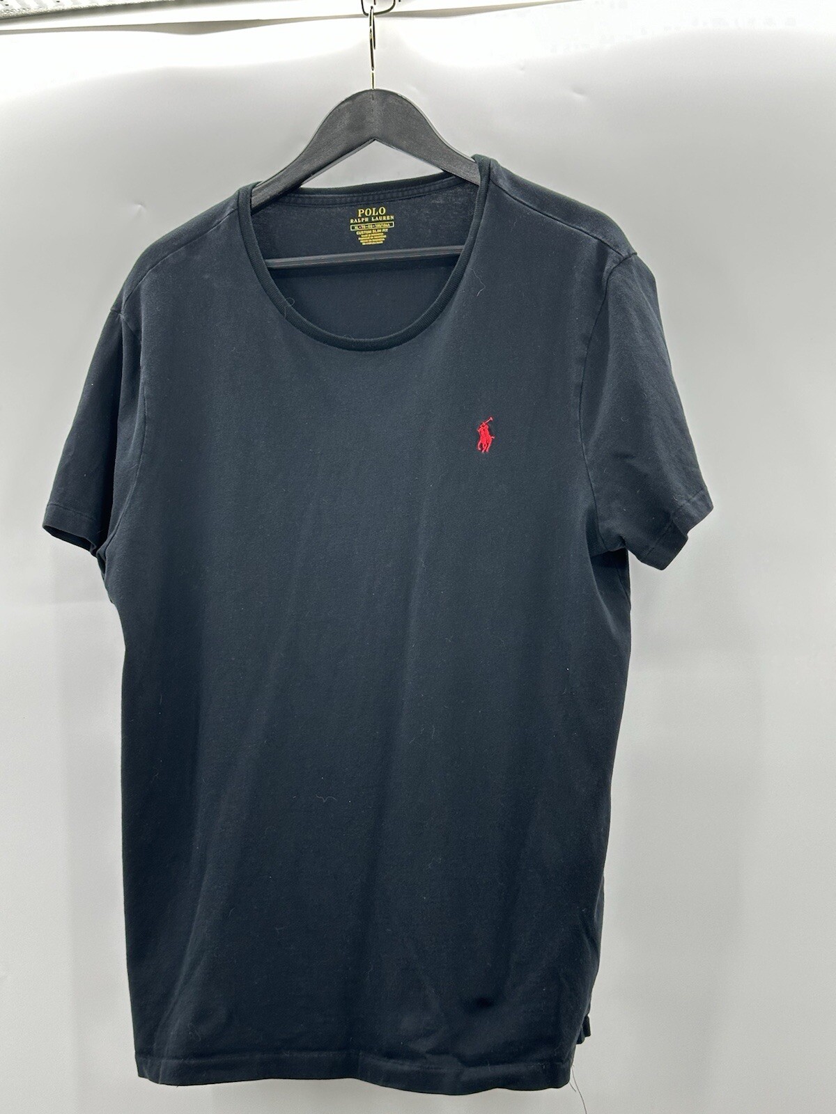 Polo Ralph Lauren Camicia Uomo Adulto XL Nera Personalizzata Slim Fit Girocollo Rosso Pony