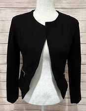 HAVE Jacket Blazer Women's Black Open Front Asymmetrical Long Sleeve Size Medium