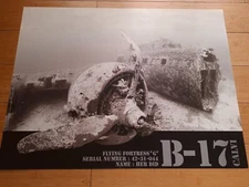 AFFICHE EPAVE D'AVION BOMBARDIER B-17 ; CALVI , FLYING FORTRESS
