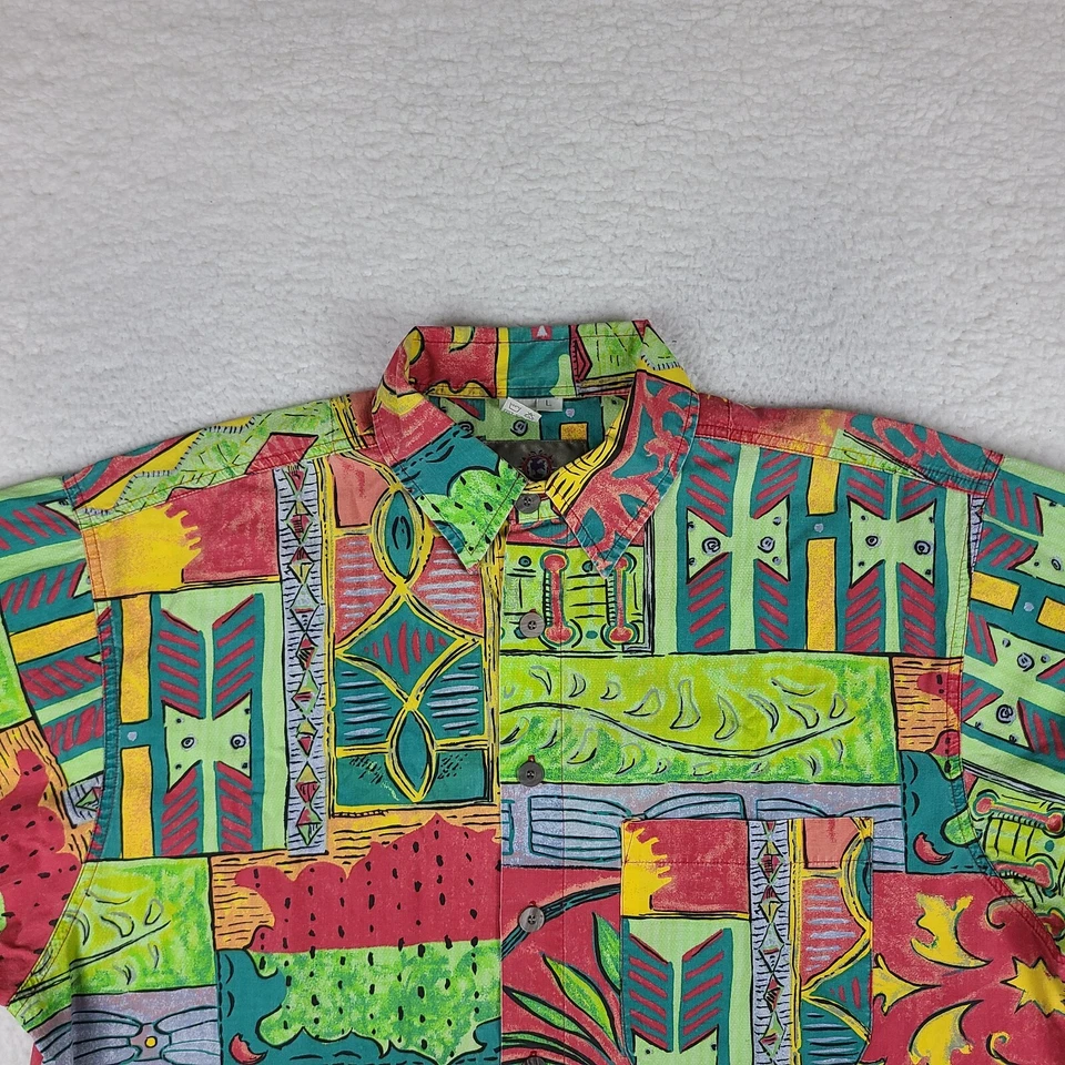 The Territory Ahead Shirt Mens Large Multi Color Aztec Casual Hawaiian Button Up - Image 2 of 4