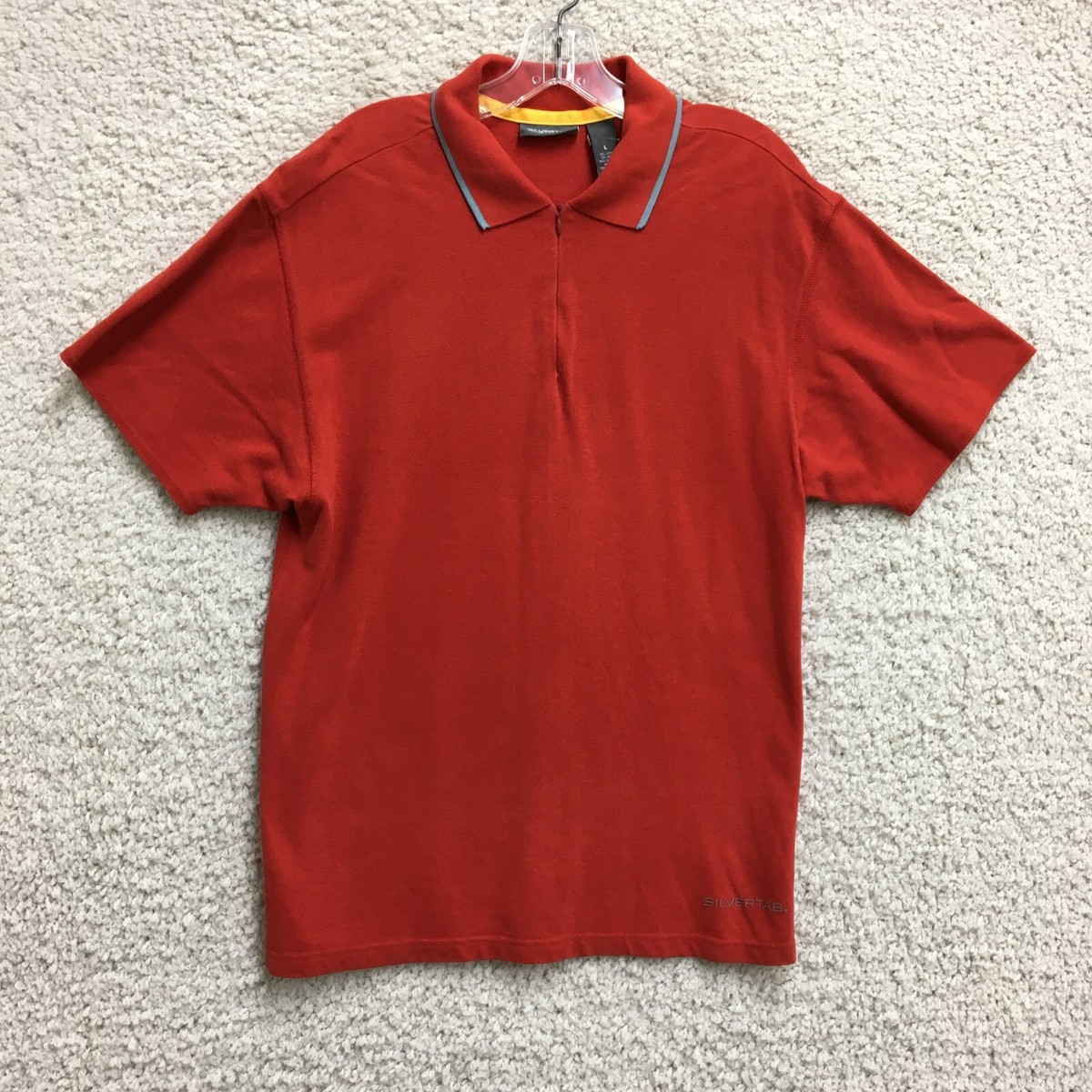 VINTAGE Levis Silver Tab Polo Shirt Large Adult Red Short