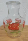 Vintage Anchor Hocking Juice Carafe Red Roses With Lid 6 Cup capacity