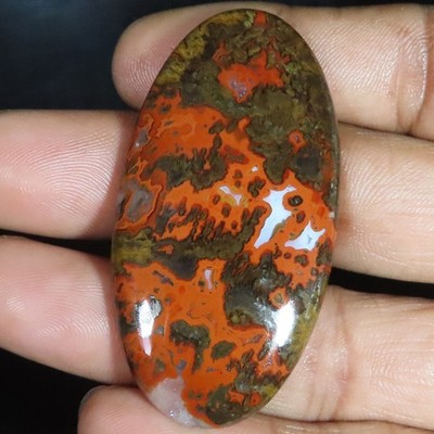NATURAL MOROCCO SEAM AGATE 95.40 Carat. (28x57x06 mm) OVAL SHAPE LOOSE GEMSTONE