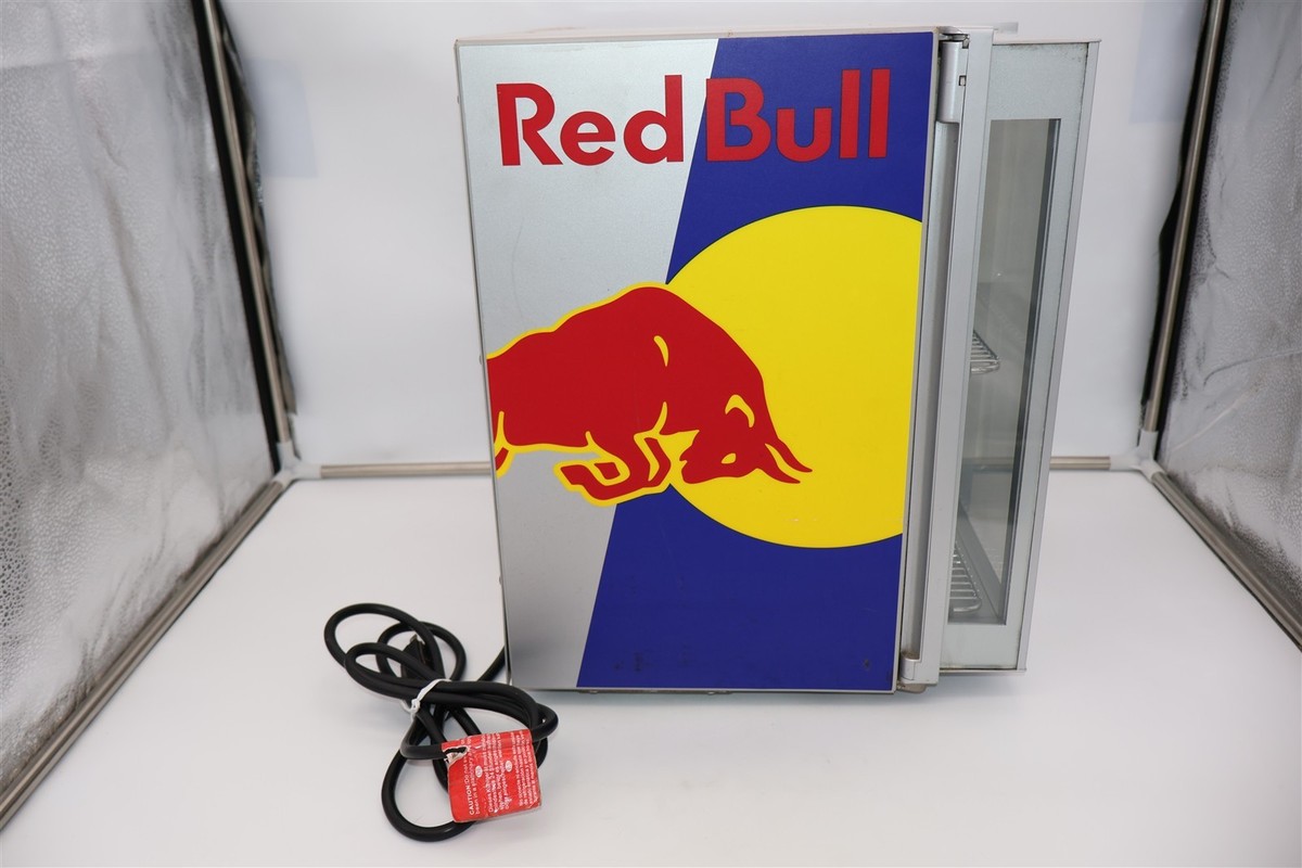Red Bull ECO COOLER Table Top Mini Fridge Silver Aluminum Single