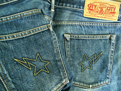 *HOT VTG Men's BAPE A BATHING APE @ STARS STRAIGHT JAPAN Denim Jeans M or 34 x31