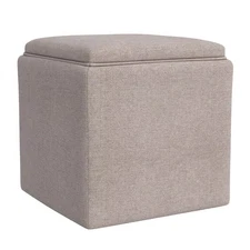 HomePop Storage Ottoman with Tray Top Light Brown