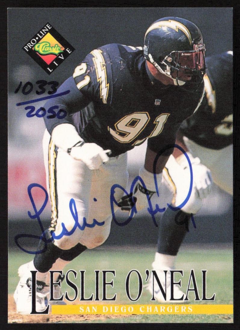 Leslie O'Neal 1994 Pro Line Live Autographs #/2050 Chargers
