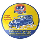 Vintage Gulf Gasoline Sign - Porcelain Enamel Penetrating Oil Gas Station Sign