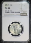1919 P Standing Liberty Quarter NGC MS65 Gem BU Lustrous Well Struck Coin
