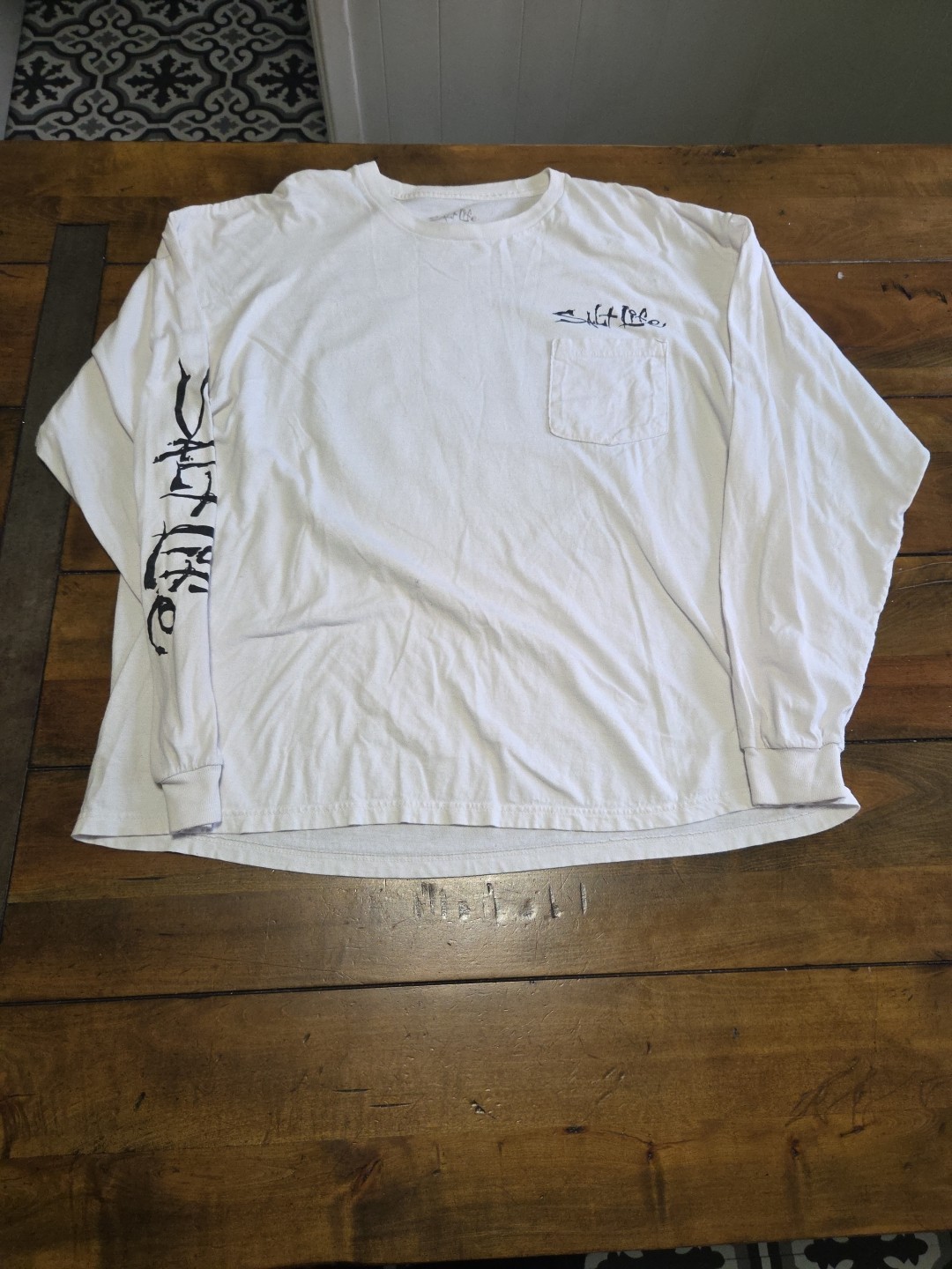 Salt Life Hook Line and Sinker Long Sleeve Shirt Mens XL White Graphic Tee image 4