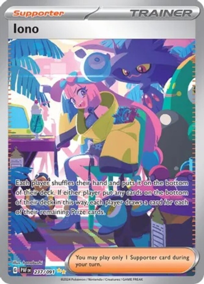 NM-Mint Iono - 237/091 - Special Illustration Rare Pokemon Paldean Fates