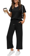 2 Piece Sets Women Summer Lounge Set Wide Leg Pants Matching Vacation
