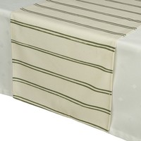 Decoris® TischläUfer Beige GrüN Gestreift 32 X 140 Cm - Polyester-Baumwolle