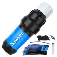 Sawyer Products SP129 Squeeze Water Filtration System w/ Two 32-Oz Squeeze Po...