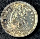 1853 Seated Liberty Silver Dime 10c High Grade UNC BU! Toned W Cartwheel Luster