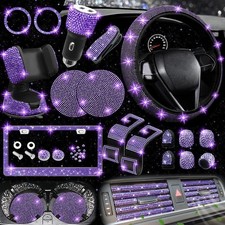 27 Piece Purple Bling Car Accessories Set for Women, Universal Fit