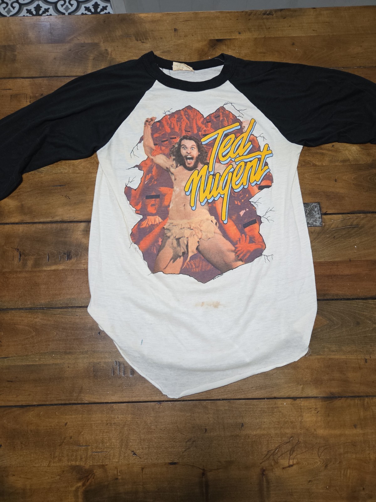 Vintage 1981 Ted Nugent Intensities In 10 Cities Tour Raglan Shirt Medium 80s image 2