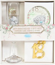 Me to You Tatty Teddy 18th Birthday Gift Set - Champagne Glass Coaster & Keyring