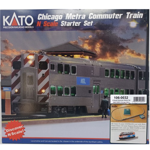 Kato 1060032 F40PH Commuter Train Starter Set Chicago Metra Spur N | Zustand: New