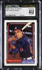 1992 Topps '91 Debut - Vinny Castilla - #30 CGC JSA Signed Auto Card Rookie RC