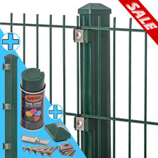 Doppelstabmattenzaun 656 Moosgrün Gartenzaun Zaun Komplett Set Stabmattenzaun 