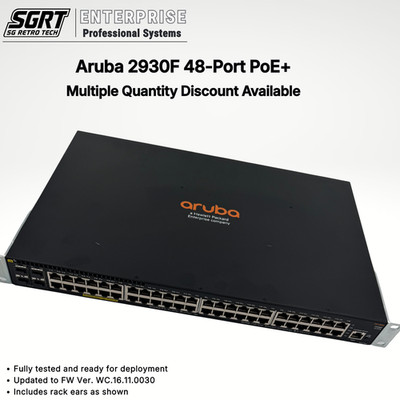HPE Aruba JL262A 2930F 48-Port PoE+ Gigabit Switch 4x SFP+ Tested L3 Rack Ears