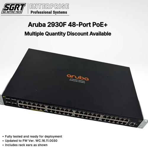 HPE Aruba JL262A 2930F 48-Port PoE+ Gigabit Switch 4x SFP+ Tested L3 Rack Ears