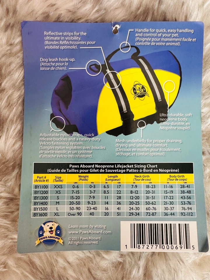 Paws Aboard Dog Life Jacket / Vest -  Size Large -  New With Tags - Image 4 of 4
