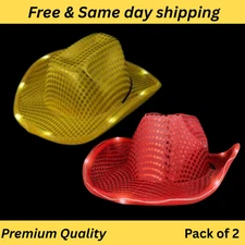 Lights Cowboy Cowgirl Hat Flashing LED Lights Cowgirl Hat for Wedding Party