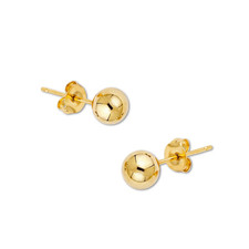 14K Yellow Gold 7mm Ball Stud Earrings Classic Solid Gold Push Backs