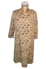 Handmade French Bulldog Print Midi Dress UK 14 Brown Polka Dot Casual Dog Lover