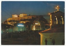 Athens Greece, Vintage PC, Acropolis by Night, 1979