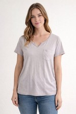 Womens T Shirt Tee Short Sleeve Gray Size Medium Pocket Summer Casual NWOT