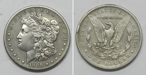 X7358  1886-S Morgan Dollar, XF details, cleaned, rim bump