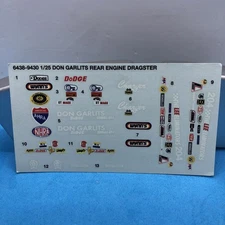 Don Garlits Wynns Dodge Rear Engine Dragster DECAL SHEET 1:25AMT LBR Model Parts