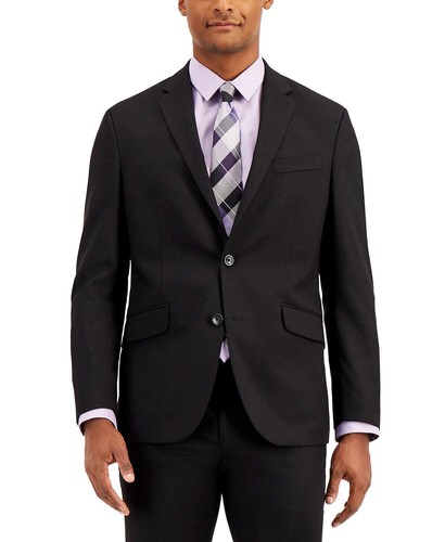 Kenneth Cole Mens Slim fit 2 Piece Suit 44 S / 35 Waist Black Solid Stretch - Picture 4 of 4
