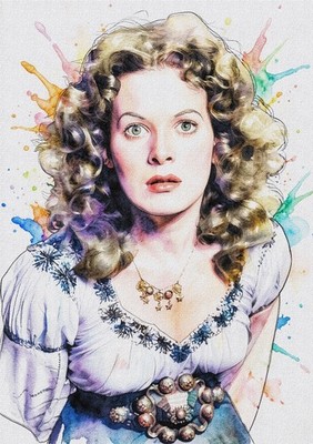 Maureen O'Hara Aquarell Splash Illustrationsdruck 10 (A4 - 210 mm x 297 mm)