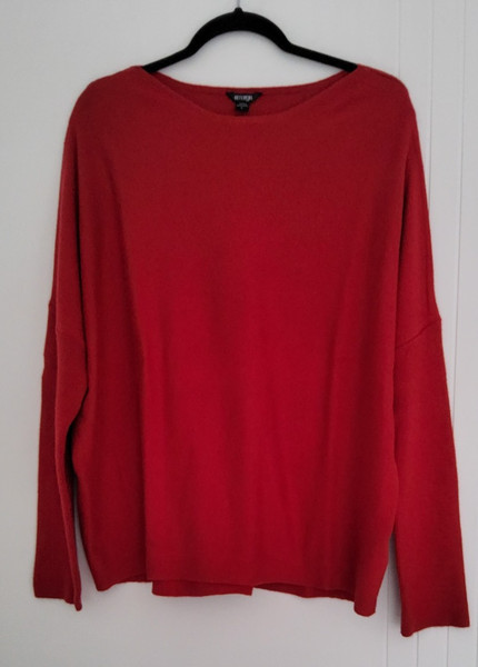 EMERGE LADIES WINE DROP SHOULDER RIBBED SLEEVE KNIT SWEATER  ~ SIZE L
