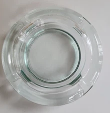 Vintage Clear Glass Round Ashtray with 4 Rest Slots 4.5" Smoking Decor USA Made