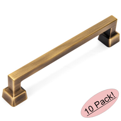 *10 Pack* Cosmas Cabinet Hardware Brushed Antique Brass Pull #1481-128BAB