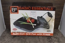 Basic Essentials Cast Iron 9.25” Grill Pan With Press