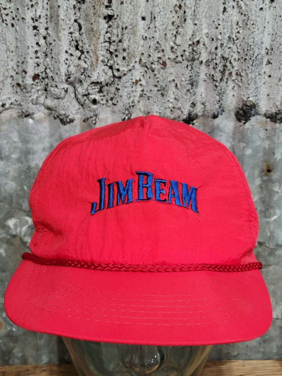 Vtg NOS 90s JIM BEAM Kentucky Bourbon Red Nylon Snapback Vtg NOS 90s JIM BEAM Kentucky Bourbon Red Nylon Snapback