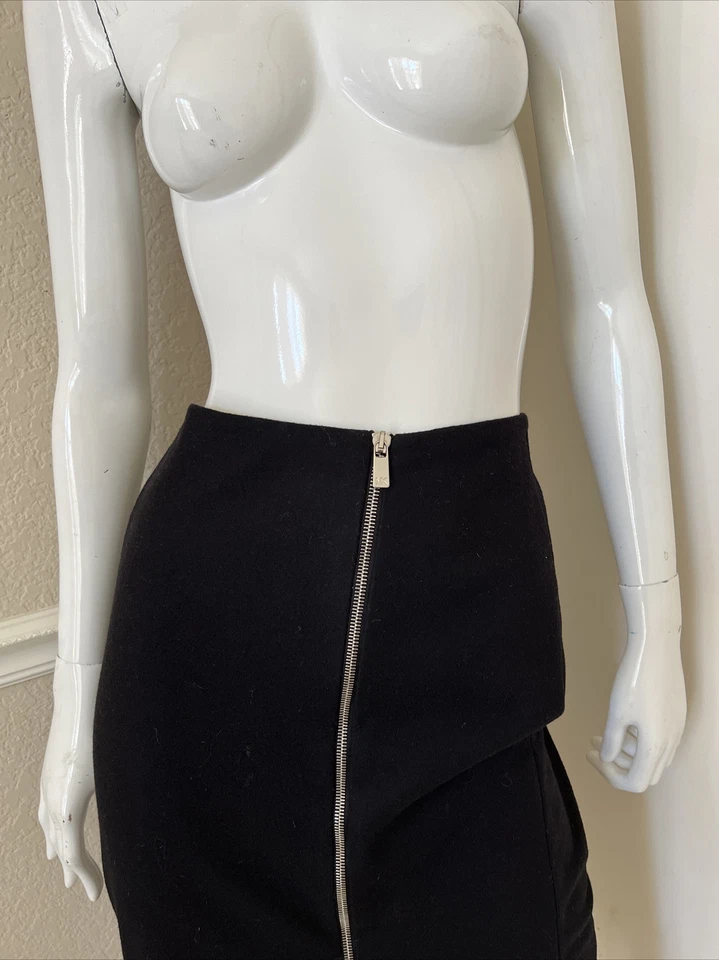 MICHAEL KORS ITALIA ¡NUEVO! Falda lápiz negra de lana con cremallera frontal media pantorrilla talla 6 ¡NUEVA SIN ETIQUETAS! Foto 2 de 4