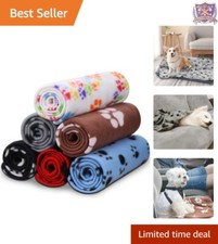 Dog Blankets Fleece 24x28 inches Cute Paw Print 6 Pack for Small Pets Travel