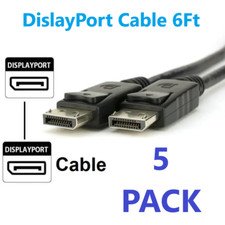 5 PACK Displayport to Display Port Cable DP Male to Male Cord 4K HD 6FT  