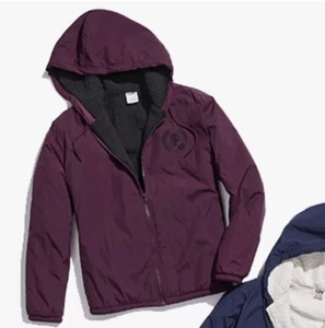 maroon anorak jacket