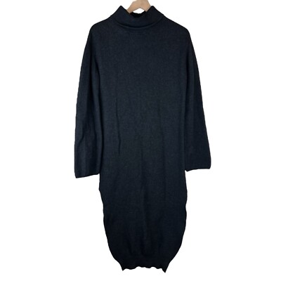 Nanushka Charcoal Canaan Knit Turtleneck Sweater Midi Dress Size Small