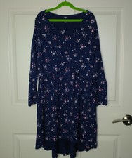 Girl's Tea Collection Winter Blooms Patterned Hi-Lo Dress Floral Print Purple 16