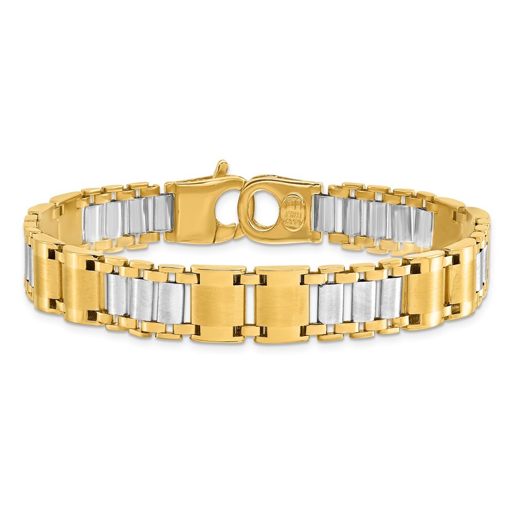 14K Two-tone Gold Polished and Brushed Link 8.5 in Bracelet 14K Two-tone Gold Polished and Brushed Link 8.5 in Bracelet